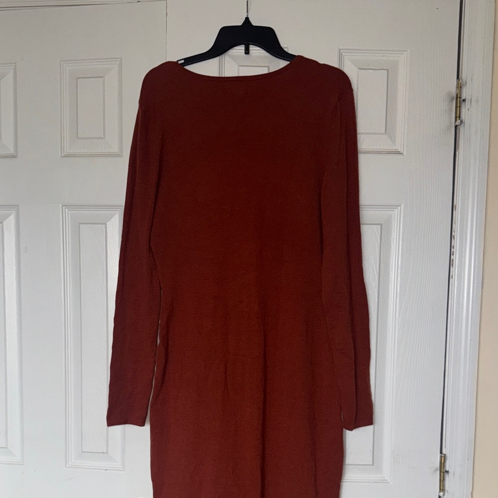 Bar III Rust Long Sleeve Wrap Midi Dress - Picture 7 of 8